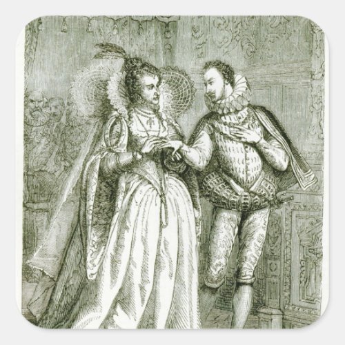 Queen Elizabeth and her Suitors Square Sticker