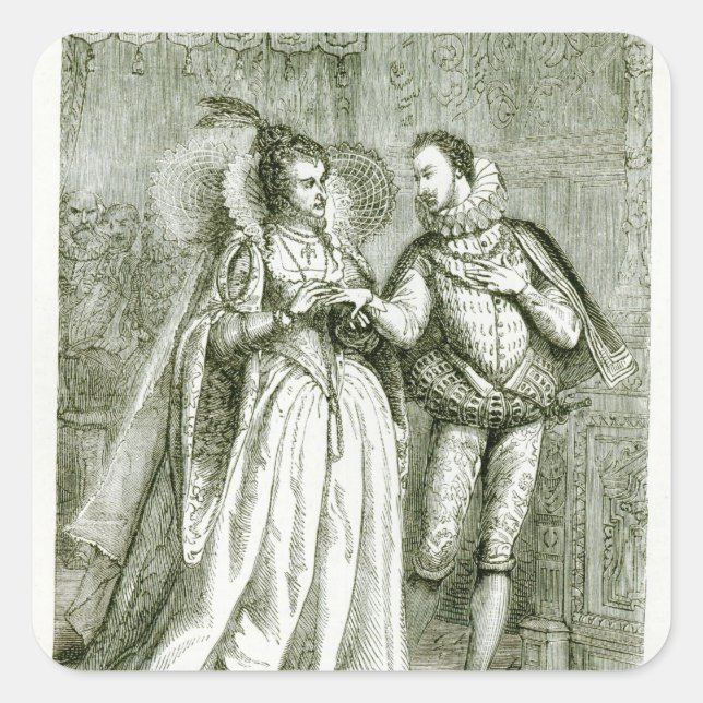 Queen Elizabeth and her Suitors Square Sticker (Front)