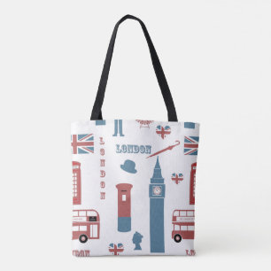 Queen Elizabeth And London Icons Design Tote Bag