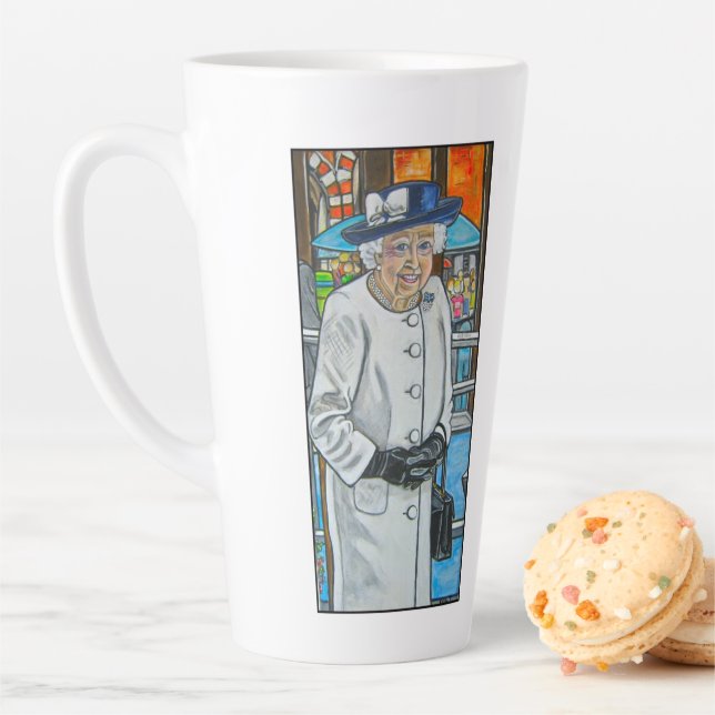 Queen Elizabeth At Paddington Station Latte Mug (In Situ)