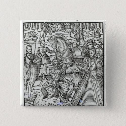 Queen Elizabeth I  at a stag hunt Pinback Button