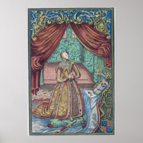 Queen Elizabeth I at Prayer frontispiece Poster