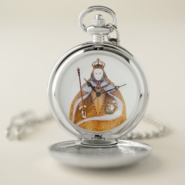 Queen Elizabeth I - historical illustration Pocket Watch (Inside)