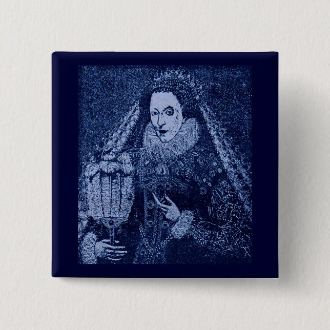 Queen Elizabeth I in blue Button (Front)