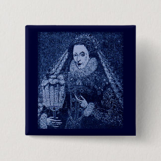 Queen Elizabeth I in blue Button