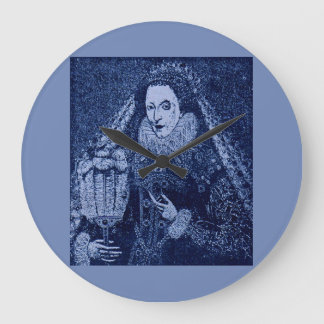 Queen Elizabeth I in blue Large Clock