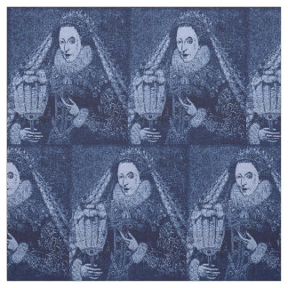 Queen Elizabeth I in blue print Fabric