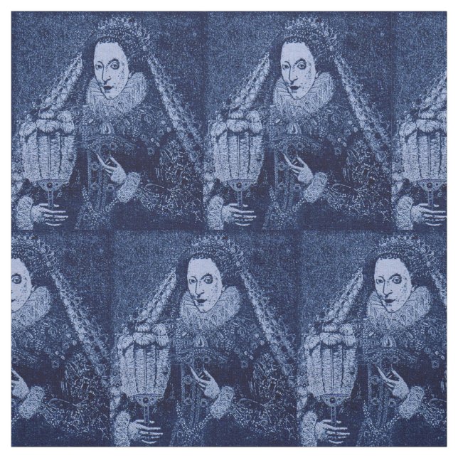 Queen Elizabeth I in blue print Fabric (Swatch)