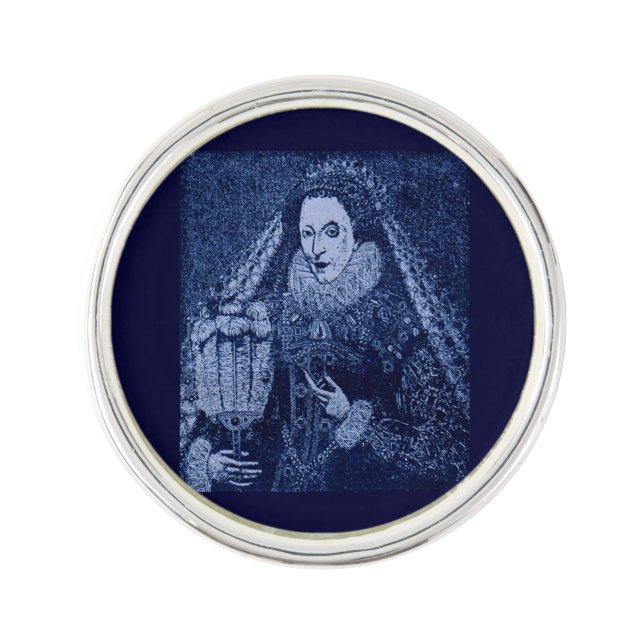 Queen Elizabeth I in blue print Pin (Front)