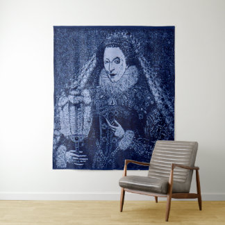 Queen Elizabeth I in blue print Tapestry