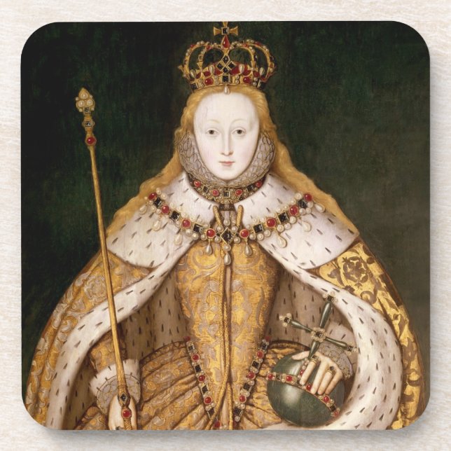 Queen Elizabeth I in Coronation Robes Beverage Coaster (Front)