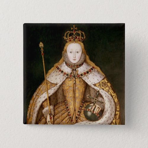 Queen Elizabeth I in Coronation Robes Button