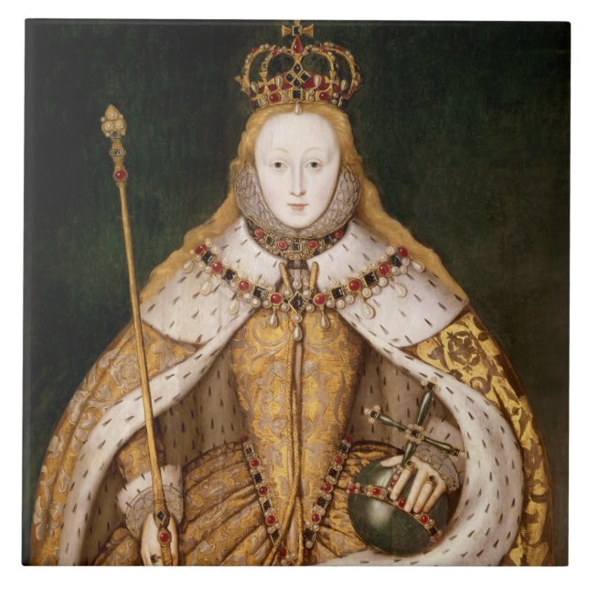 Queen Elizabeth I in Coronation Robes Ceramic Tile (Front)