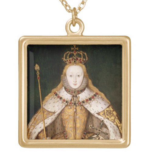 Queen Elizabeth I in Coronation Robes Gold Plated Necklace