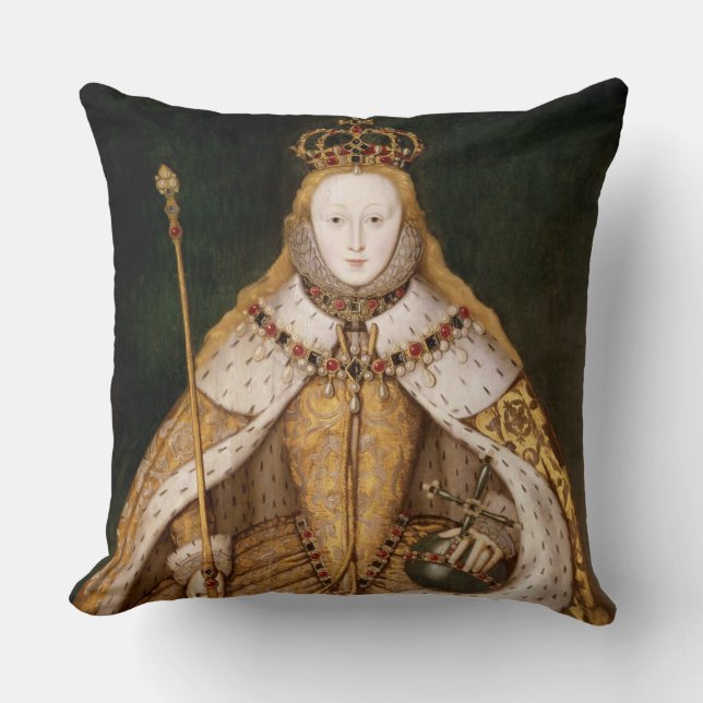 Queen Elizabeth I in Coronation Robes Throw Pillow (Front)