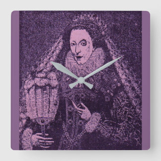 Queen Elizabeth I in lavender print Square Wall Clock