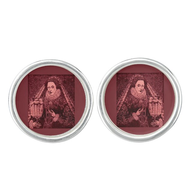 Queen Elizabeth I in pink Cufflinks (Front)