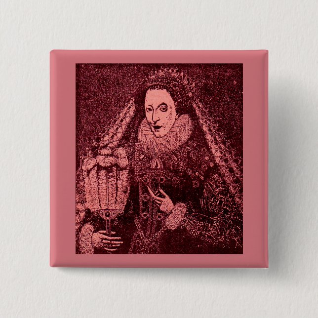 Queen Elizabeth I in pink Pinback Button (Front)