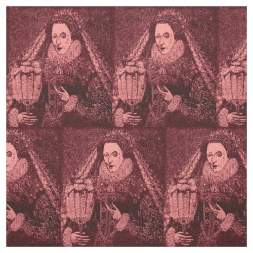 Queen Elizabeth I in pink print novelty print Fabric