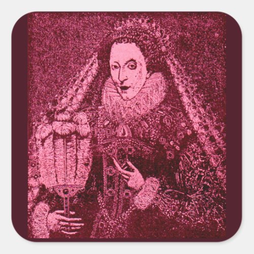 Queen Elizabeth I in pink Square Sticker