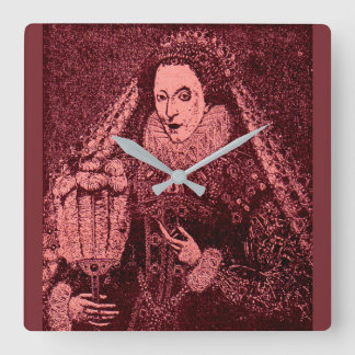 Queen Elizabeth I in pink Square Wall Clock