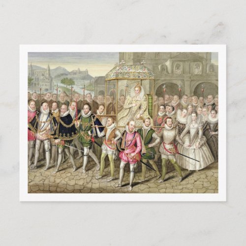 Queen Elizabeth I in procession with her Courtiers Postcard