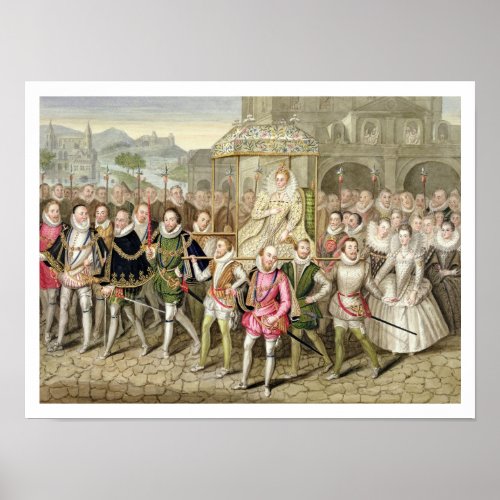 Queen Elizabeth I in procession with her Courtiers Poster