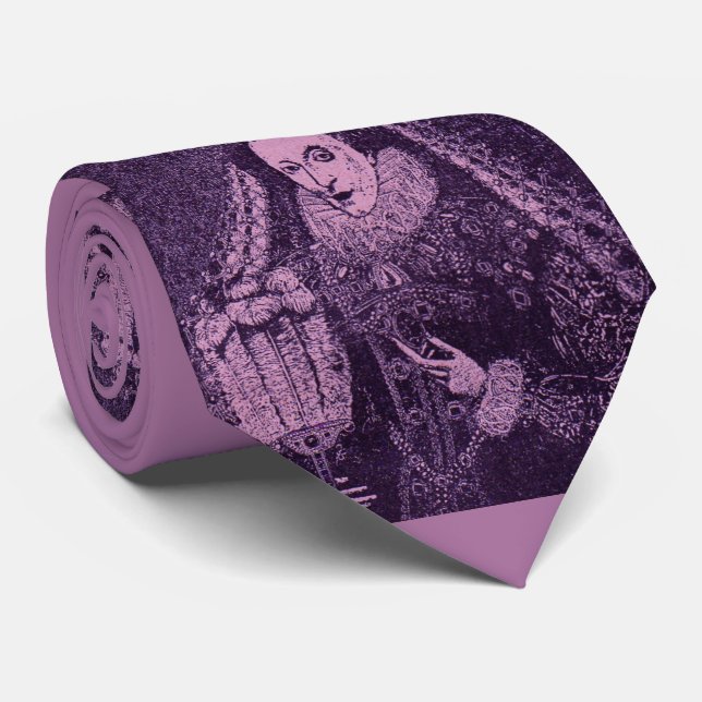 Queen Elizabeth I in purple print Neck Tie (Rolled)