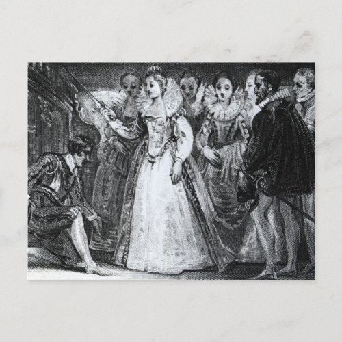 Queen Elizabeth I  Knighting Francis Drake Postcard