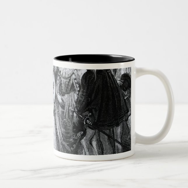 Queen Elizabeth I  Knighting Francis Drake Two-Tone Coffee Mug (Right)