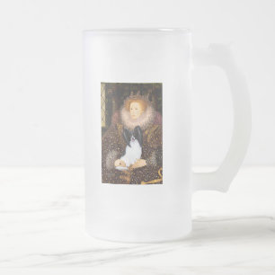 Queen Elizabeth I - Papillon 1 Frosted Glass Beer Mug