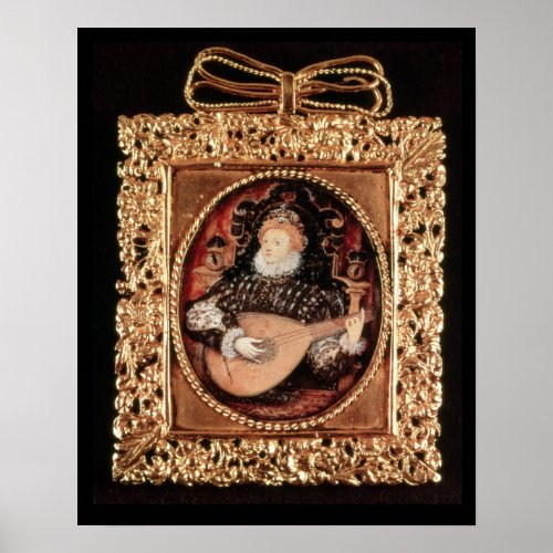 Queen Elizabeth I playing the lute Poster