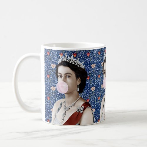 Queen Elizabeth II blowing pink bubble gum Coffee Mug