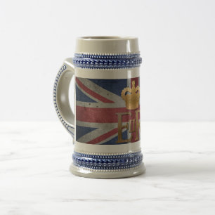 Queen Elizabeth II ER Mug with British Flag