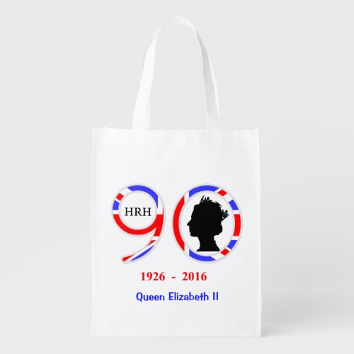 Queen Elizabeth II Of England 90th Birthday Reusable Grocery Bag