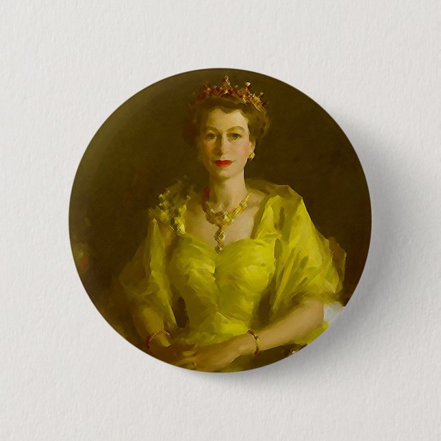 Queen Elizabeth II Pinback Button (Front)