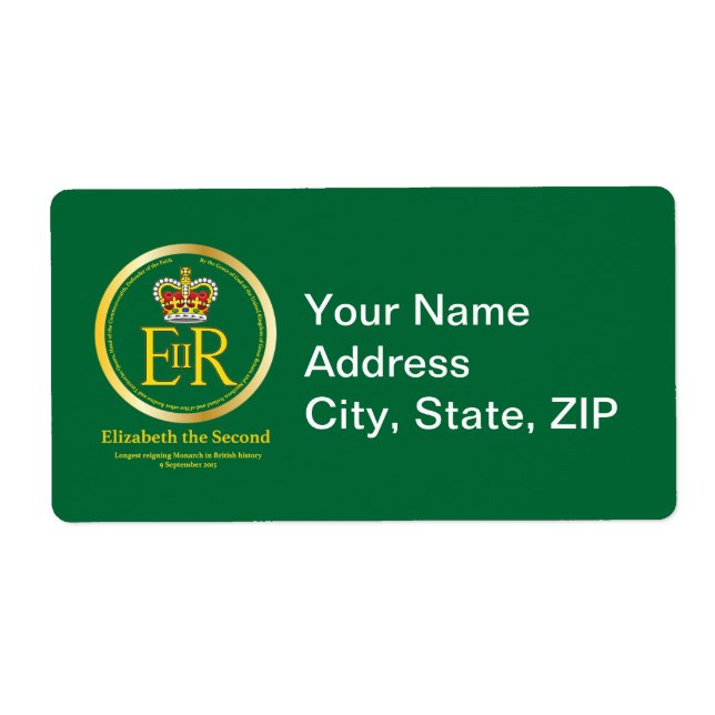 Queen Elizabeth II Reign Label (Front)