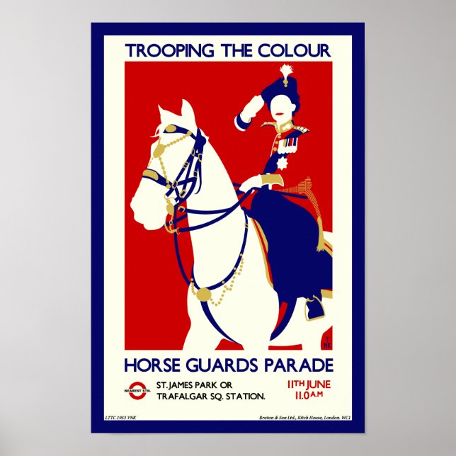 Queen Elizabeth II Retro Trooping the Colour art P Poster (Front)