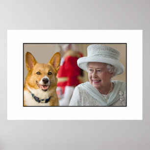 Queen Elizabeth II shares a laugh with her Corgi Poster