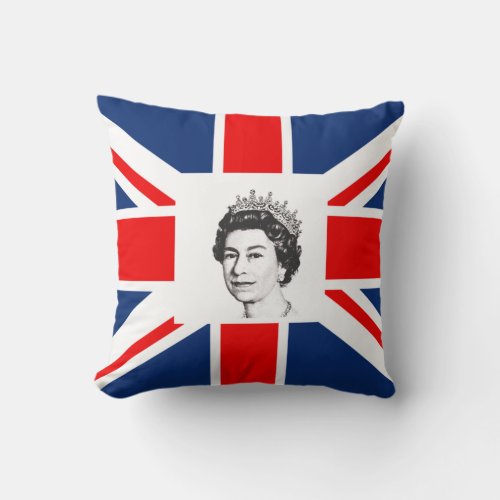 QUEEN ELIZABETH IIUNION JACK THROW PILLOW