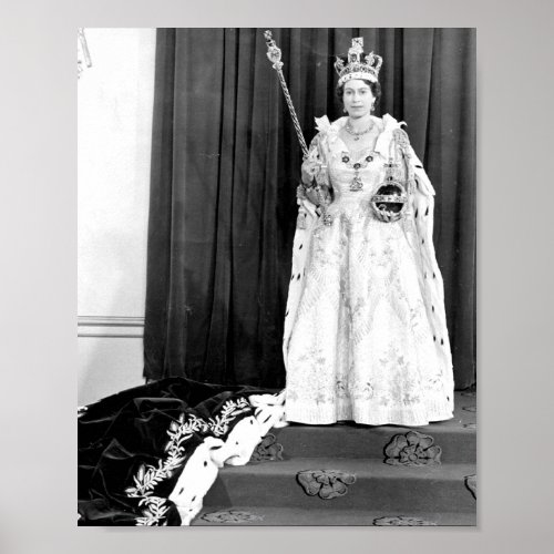 Queen Elizabeth II Wearing Her Coronation Poster