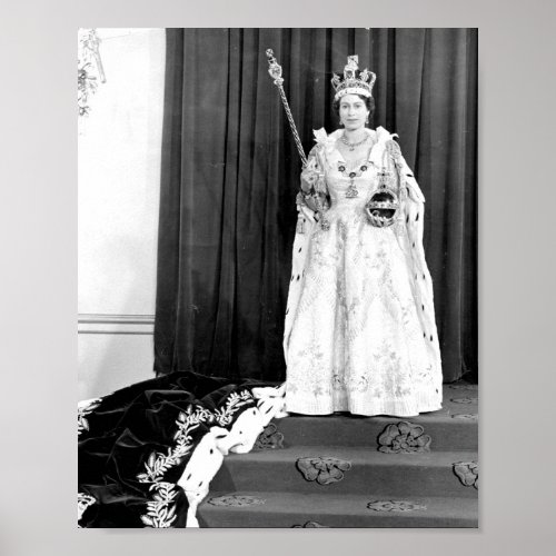 Queen Elizabeth II Wearing Her Coronation Poster