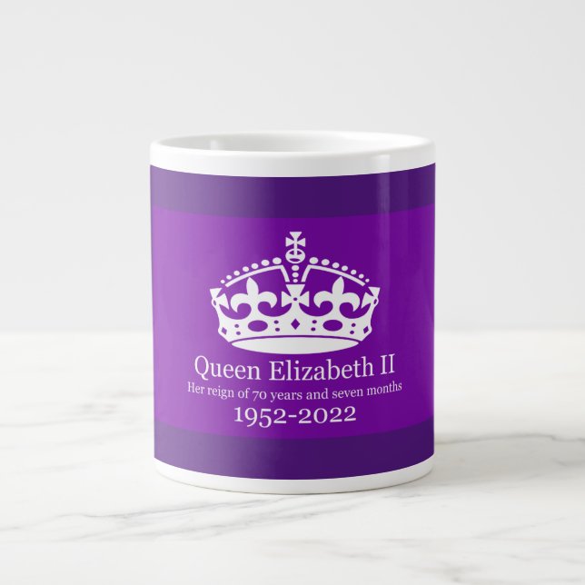 Queen Elizabeth Reign of 70 years Giant Coffee Mug (Front)