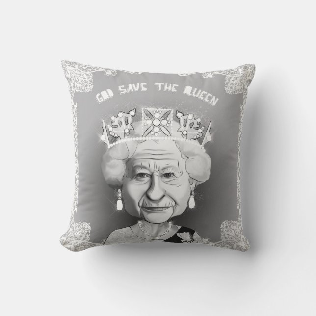 Queen Elizabeth Throw Pillow (Front)