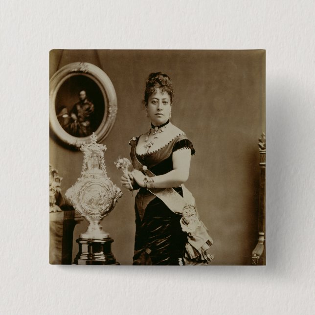 Queen Emma (1836-85) (sepia photograph) Button (Front)