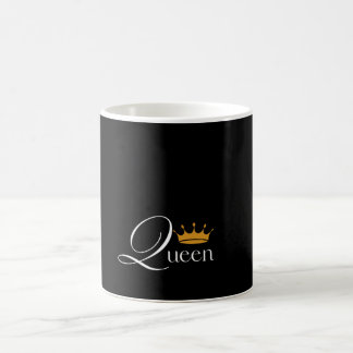 "Queen Energy: Black Mug with Bold 'Queen' Design"