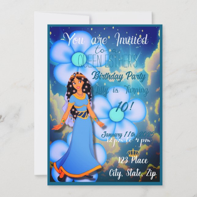 Queen Esther's Royalty Birthday Invites (Front)