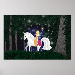 Queen Faery and Unicorn Forest Print