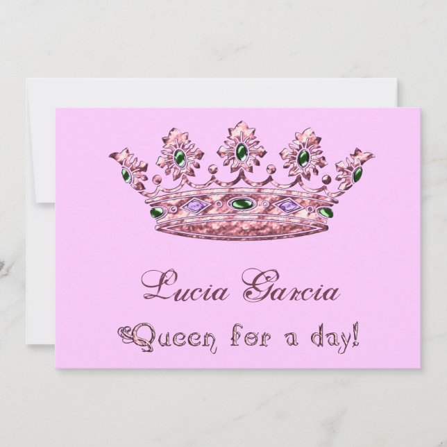 Queen for a Day Quinceanera Invitation (Front)
