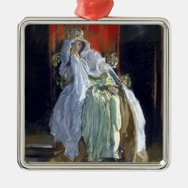 Queen Gertrude (by Edwin Austin Abbey) Metal Ornament (Front)